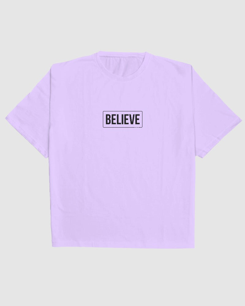 BELIEVE PRINTED OVERSIZED T-SHIRT