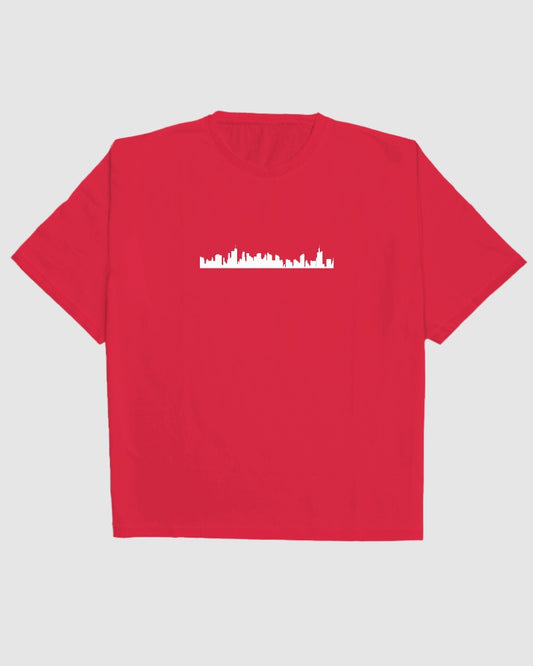 BUILDINGS CHEST PRINT OVERSIZED T-SHIRT