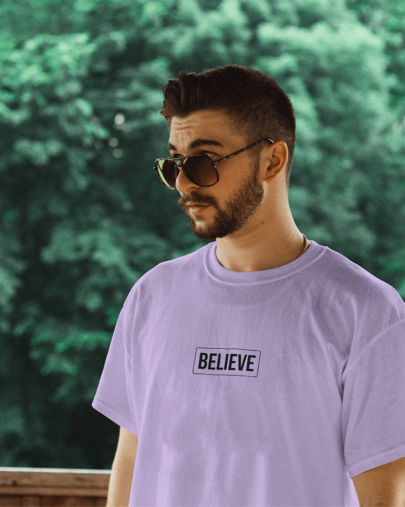 BELIEVE PRINTED OVERSIZED T-SHIRT